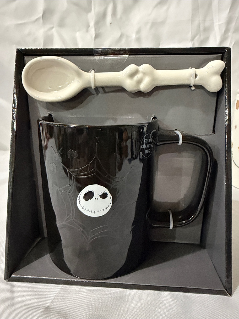 Rae Dunn Disney Nightmare Before Christmas Jack Color Changing Mug Bone Spoon NW